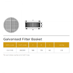 Saint Gobain PAM UK VortX Galvanised Steel Filter Basket To Suit Deep Sump And Bell Trap