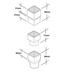 Marley 65mm Square Pipe Outlet Adaptor (RLE3)