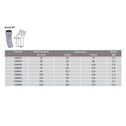 ACO GM-X Galvanised Steel Long Radius Bend 45°