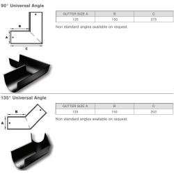 Aluminium Deep Flow 125x100mm Snap Fit 135° Universal Angle (C/W Union)